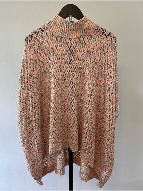 Anthropologie Akemi + Kin Open Knit Turtleneck Poncho Lightweight One Size